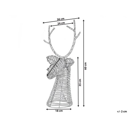 Dekoracja świąteczna LED DYBESO 60 cm Renifer Ciemnobrązowy