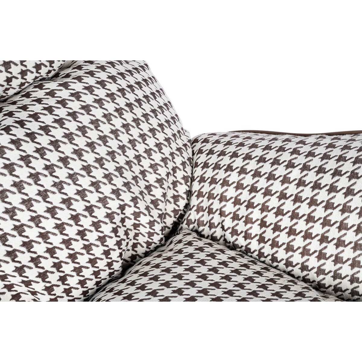 Wygodny fotel bujany Otilia tapicerowany brązowa pepitka, King Home