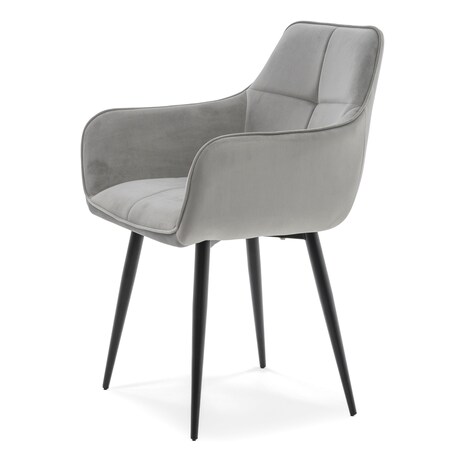 Krzesło tapicerowane welurowe QUATTRO velvet jasnoszary