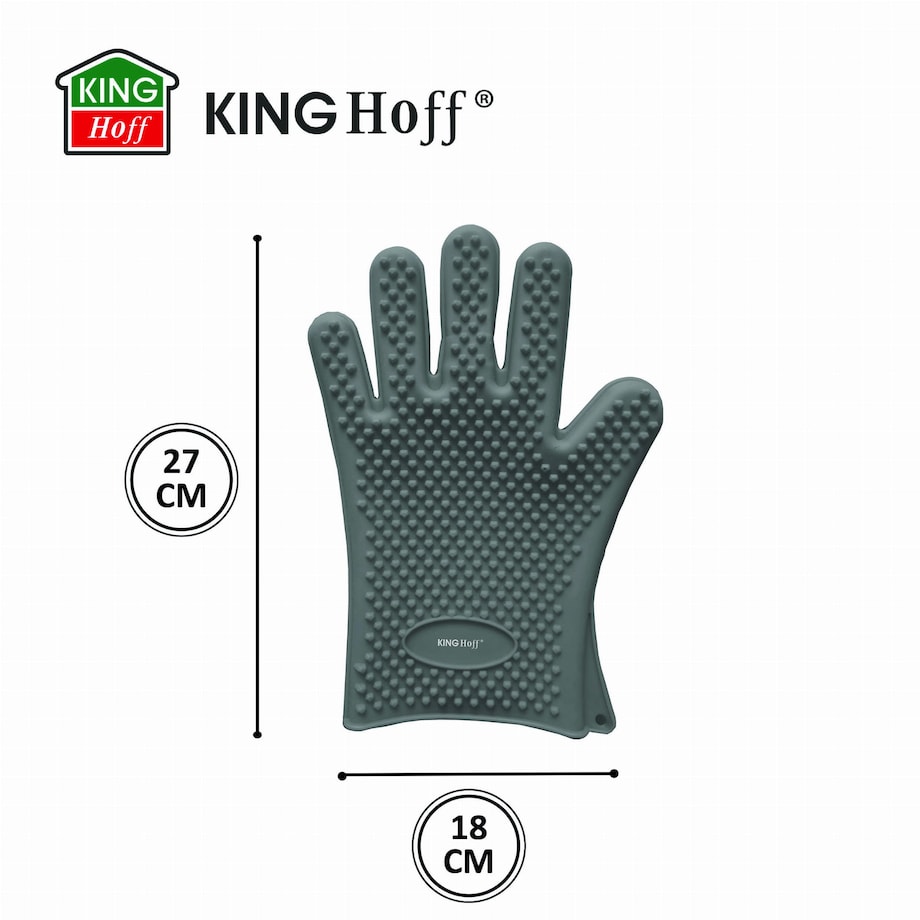 Rękawica kuchenna silikonowa szara uchwyt do gorących naczyń KINGHOFF