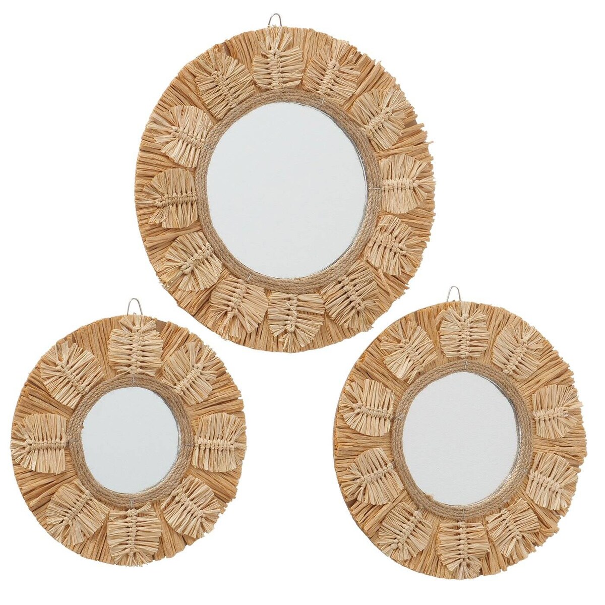 Zestaw 3 luster okrągłych boho CHTISTOS