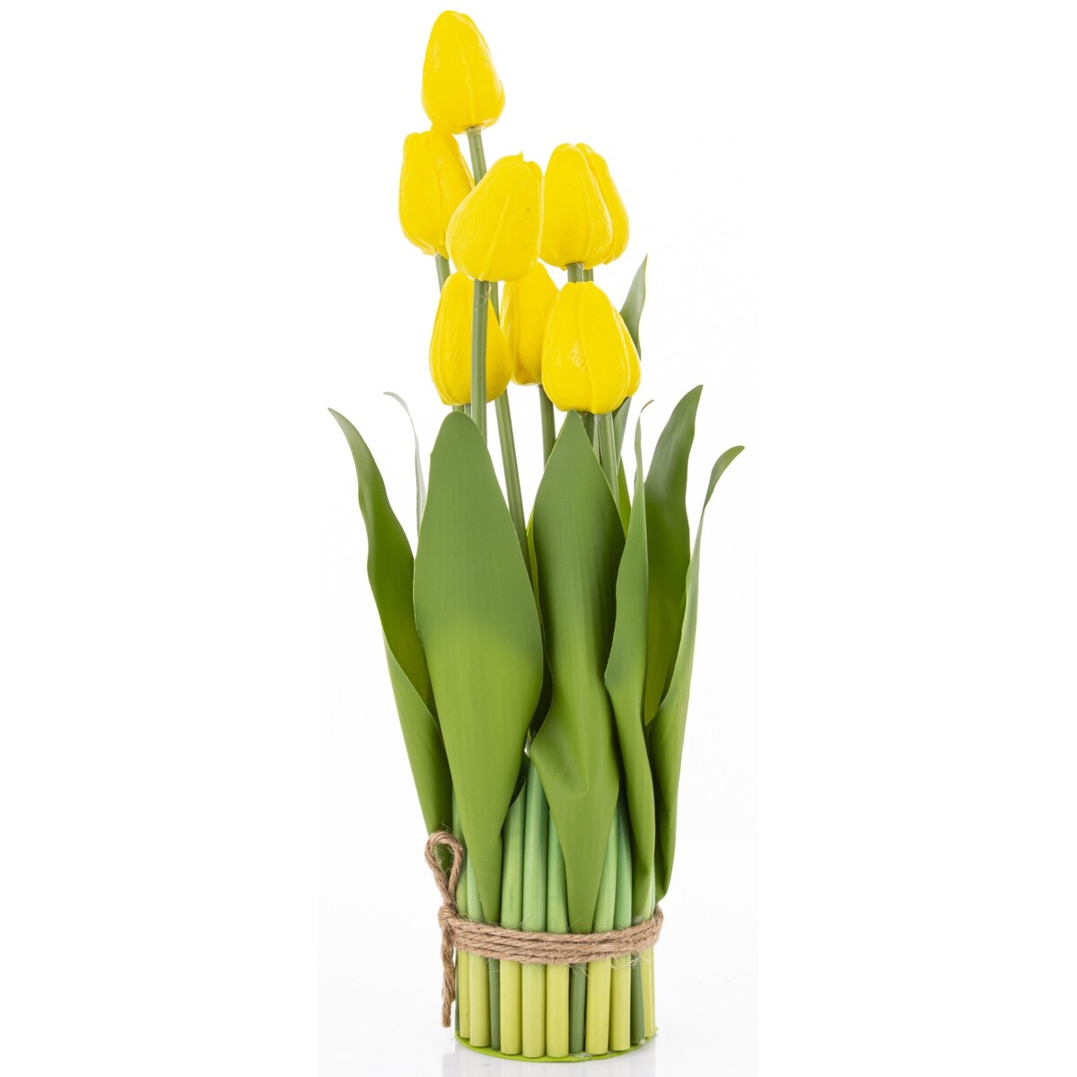 Dekoracja - bukiet sztucznych kwiatów 38x16x16 cm TULIPANY żółte