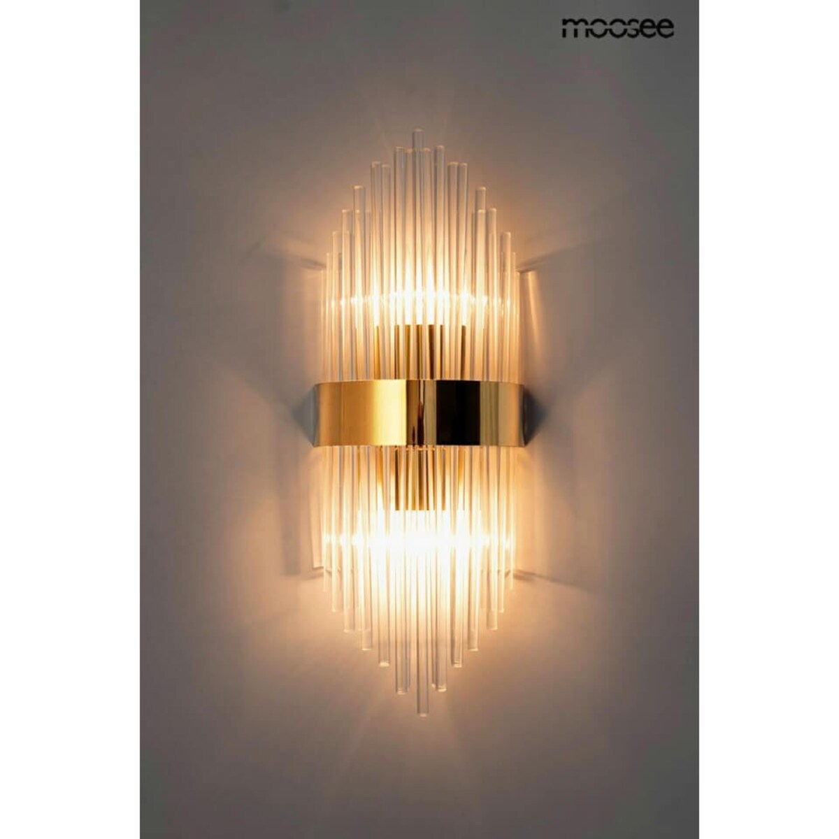 Kryształowa lampa ścienna Florens MSE010100357 Moosee do sypialni złota