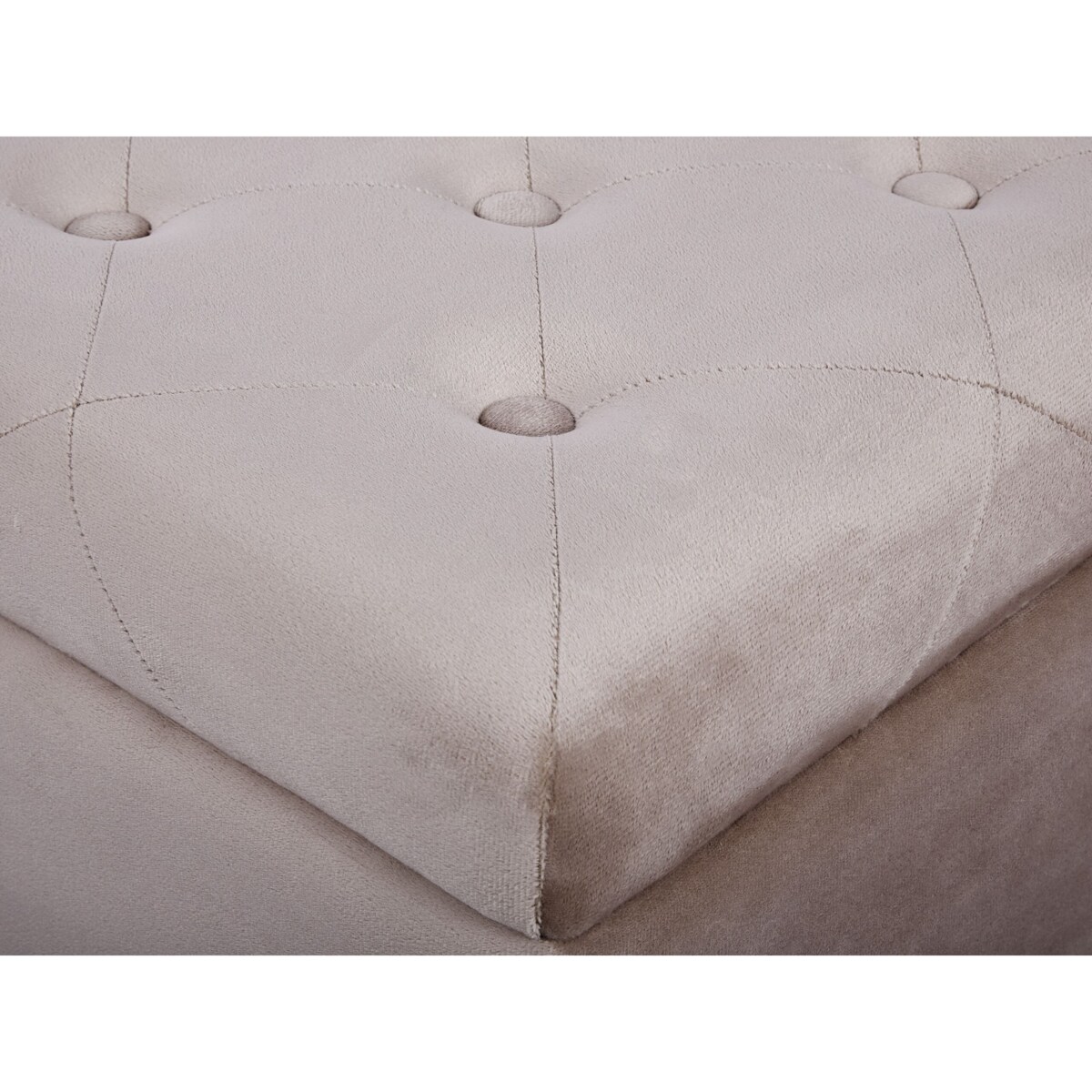 Puf ze schowkiem welurowy 37 x 37 x 40 cm beżowy LORETTO