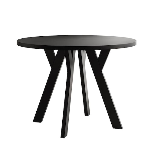 Okrągły stół rozkładany VOLTA MATT, nogi czarne, blat czarny