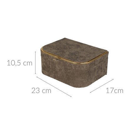 Sztruksowa szkatułka ze złotym wykończeniem, 23 cm