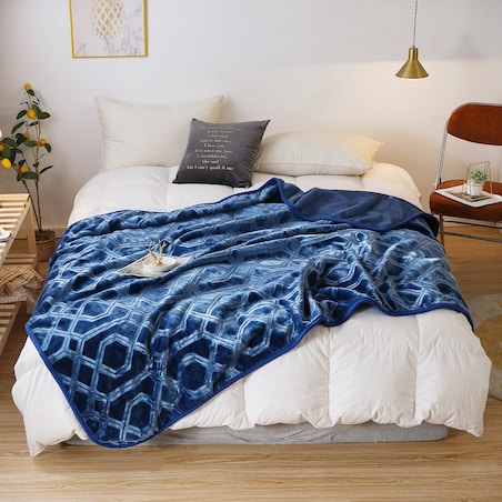 Gruby Granatowy Koc Akrylowy 160x200 VITO