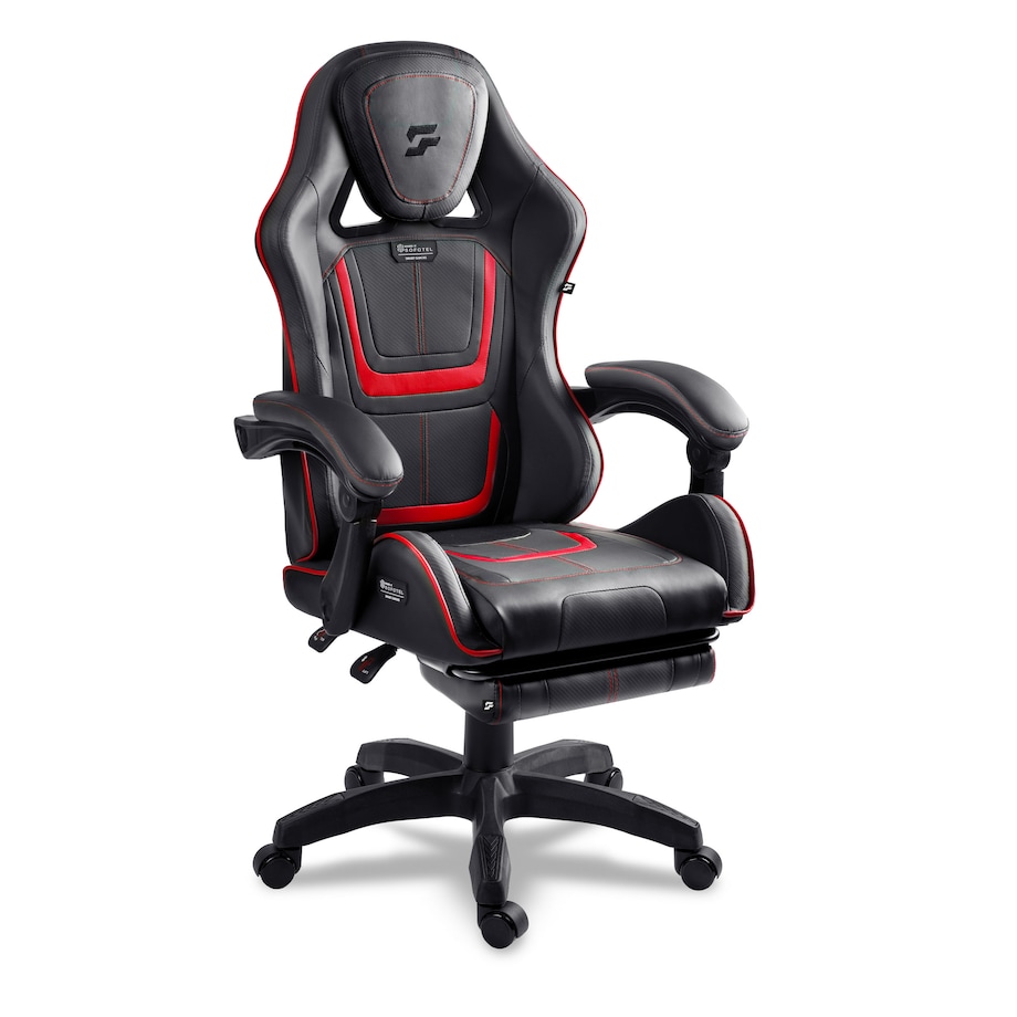 Fotel gamingowy obrotowy dla gracza podnóżek Sofotel Specter czarno-czerwony