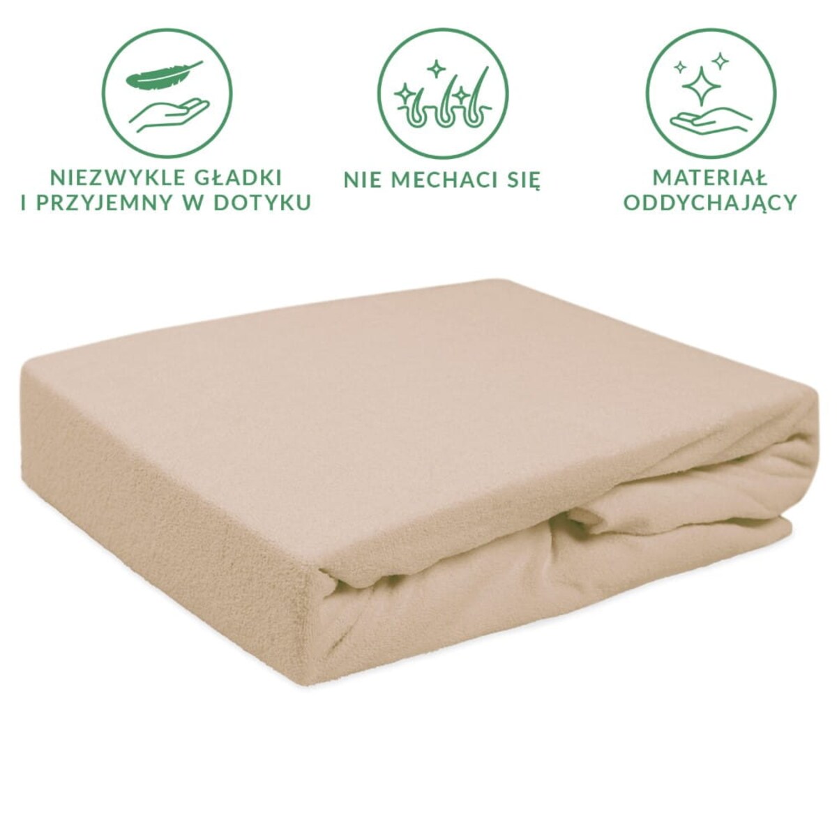 Prześcieradło z bawełny frotte z gumką 200x220 kolor beż