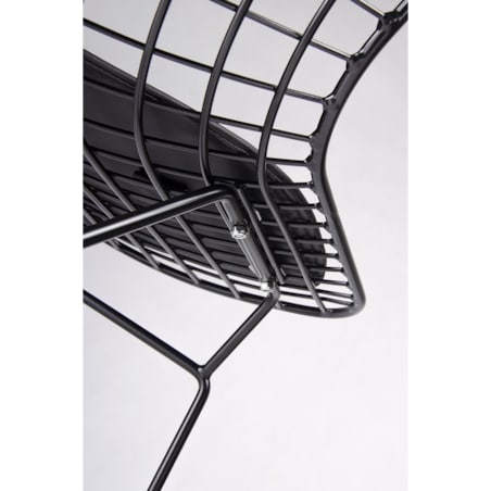 Krzesło druciane Net Soft z tapicerowanym siedziskiem czarne