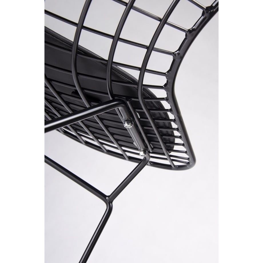 Krzesło druciane Net Soft z tapicerowanym siedziskiem czarne