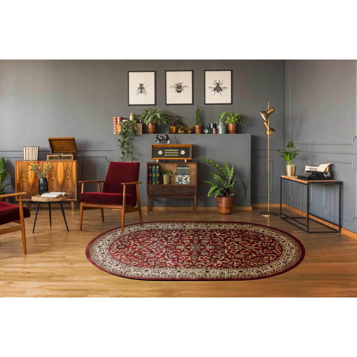 Dywan ROYAL ADR owal wzór 1745 bordo 150x250 cm