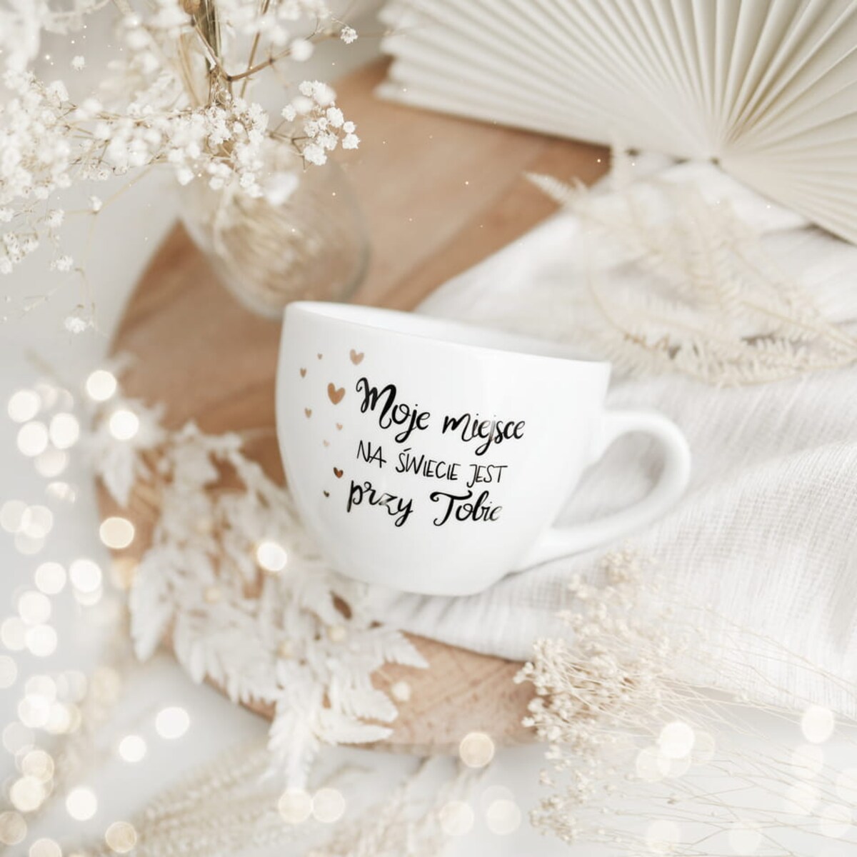 Kubek 500 ml - Moje miejsce na świecie jest przy Tobie ZŁOTE SERDUSZKA