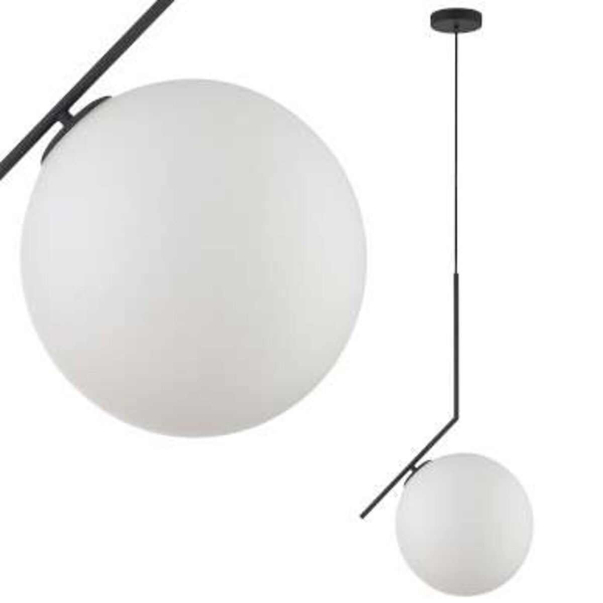 LAMPA wisząca CONDI MDM-7475/1-L-BL MDECO loftowa OPRAWA szklany ZWIS kula ball grafitowa biała
