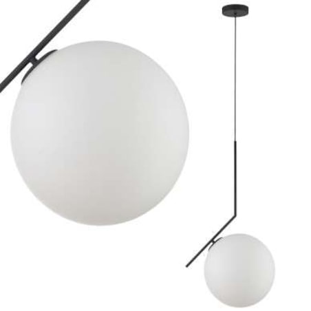 LAMPA wisząca CONDI MDM-7475/1-L-BL MDECO loftowa OPRAWA szklany ZWIS kula ball grafitowa biała