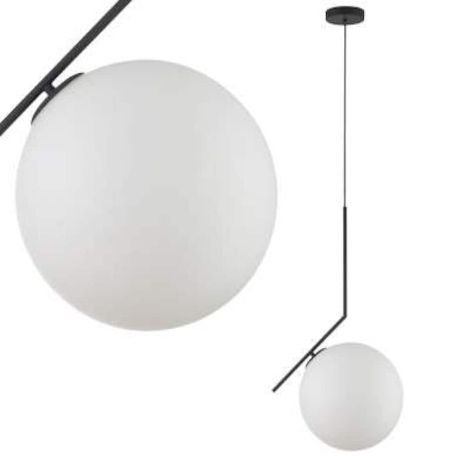 LAMPA wisząca CONDI MDM-7475/1-L-BL MDECO loftowa OPRAWA szklany ZWIS kula ball grafitowa biała