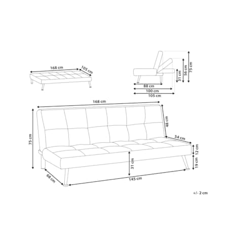 Sofa rozkładana brązowa HASLE