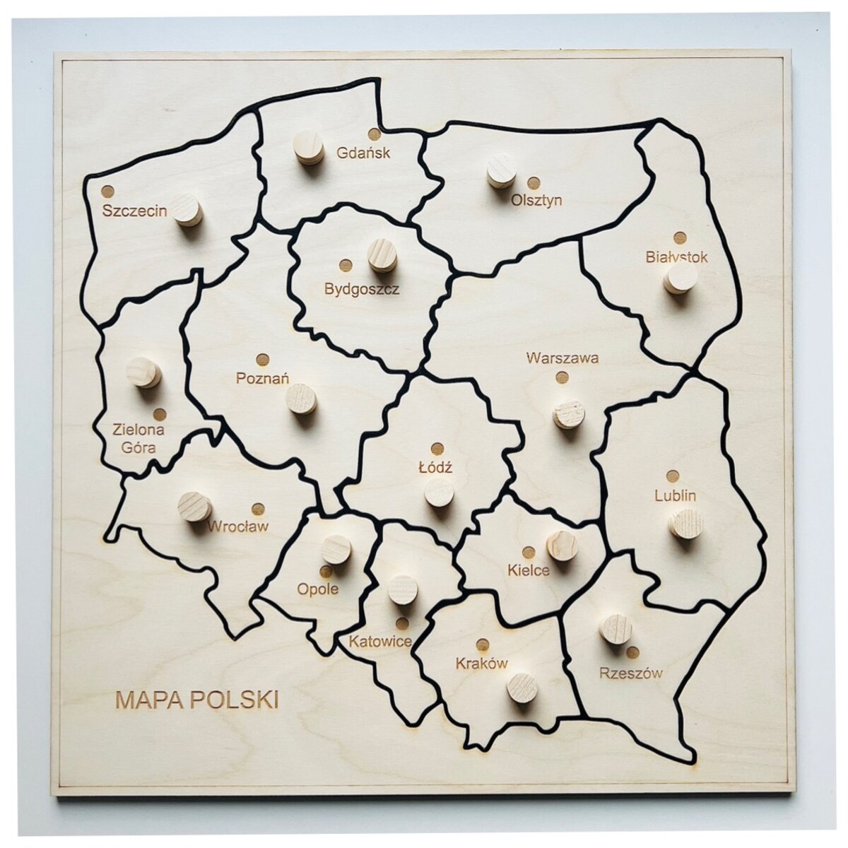 Duża drewniana MAPA POLSKI
