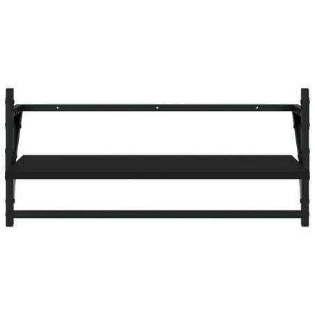 vidaXL Zestaw 4 półek ściennych z drążkami, czarny