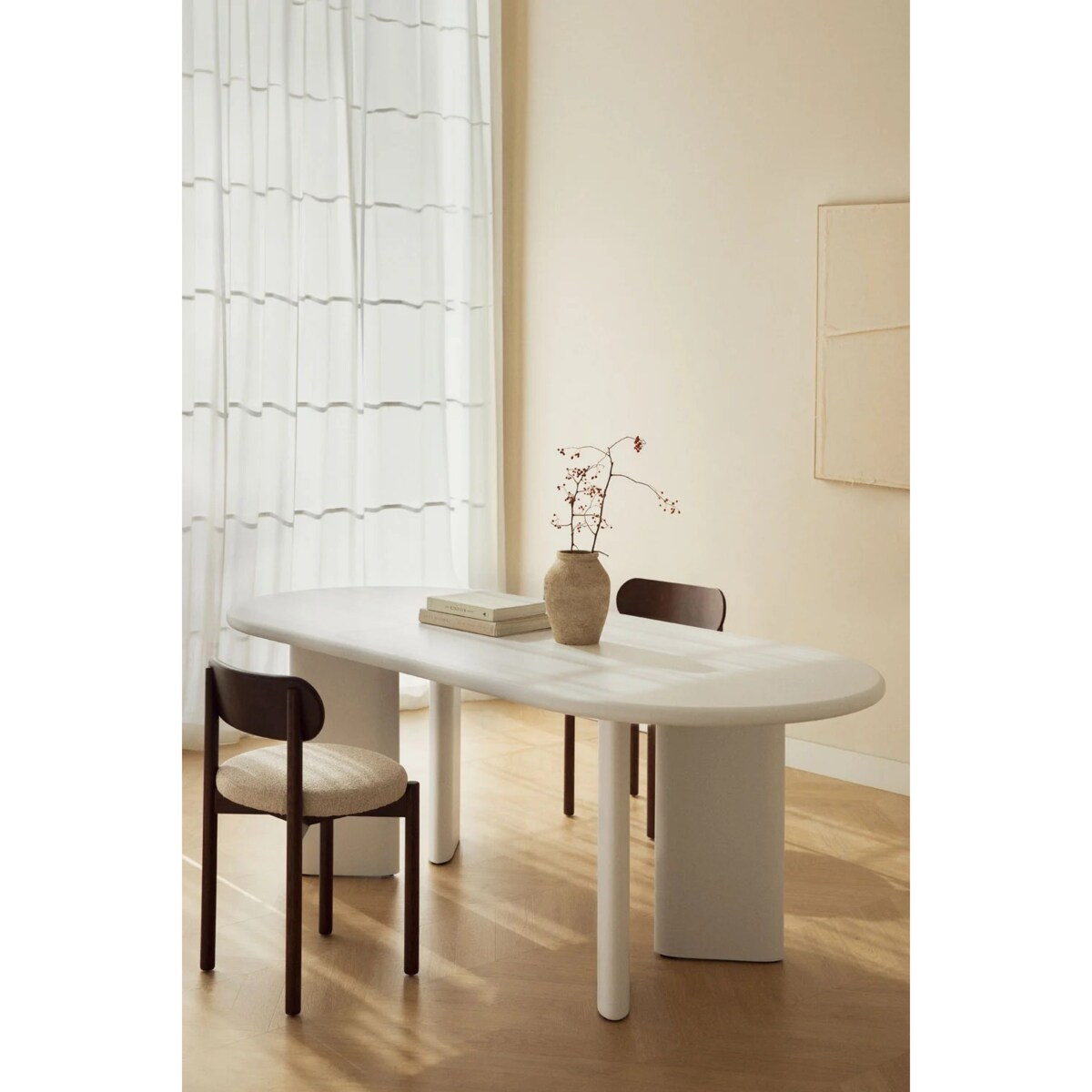 Owalny stół jadalniany biały 220x100 cm z MDF Loulou