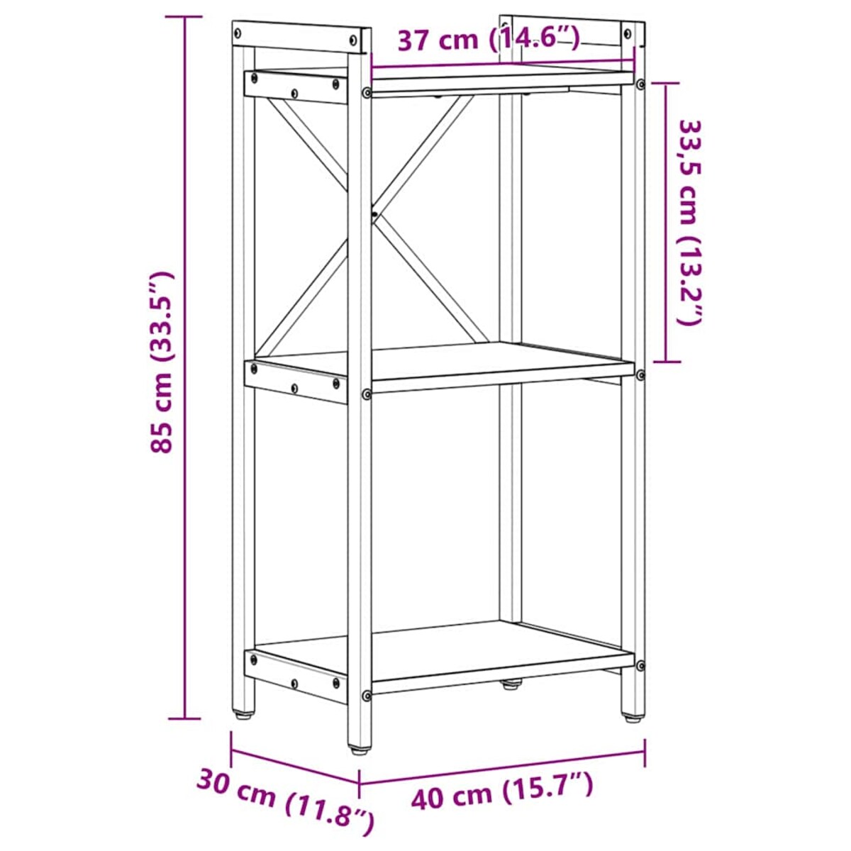 vidaXL Półka na książki Szary dąb sonoma 40 x 30 x 83 cm