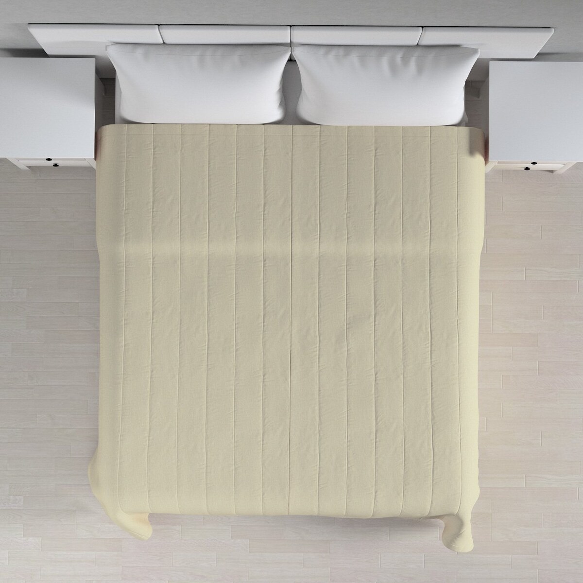 Narzuta pikowana w pasy 130x210 kremowy szenil