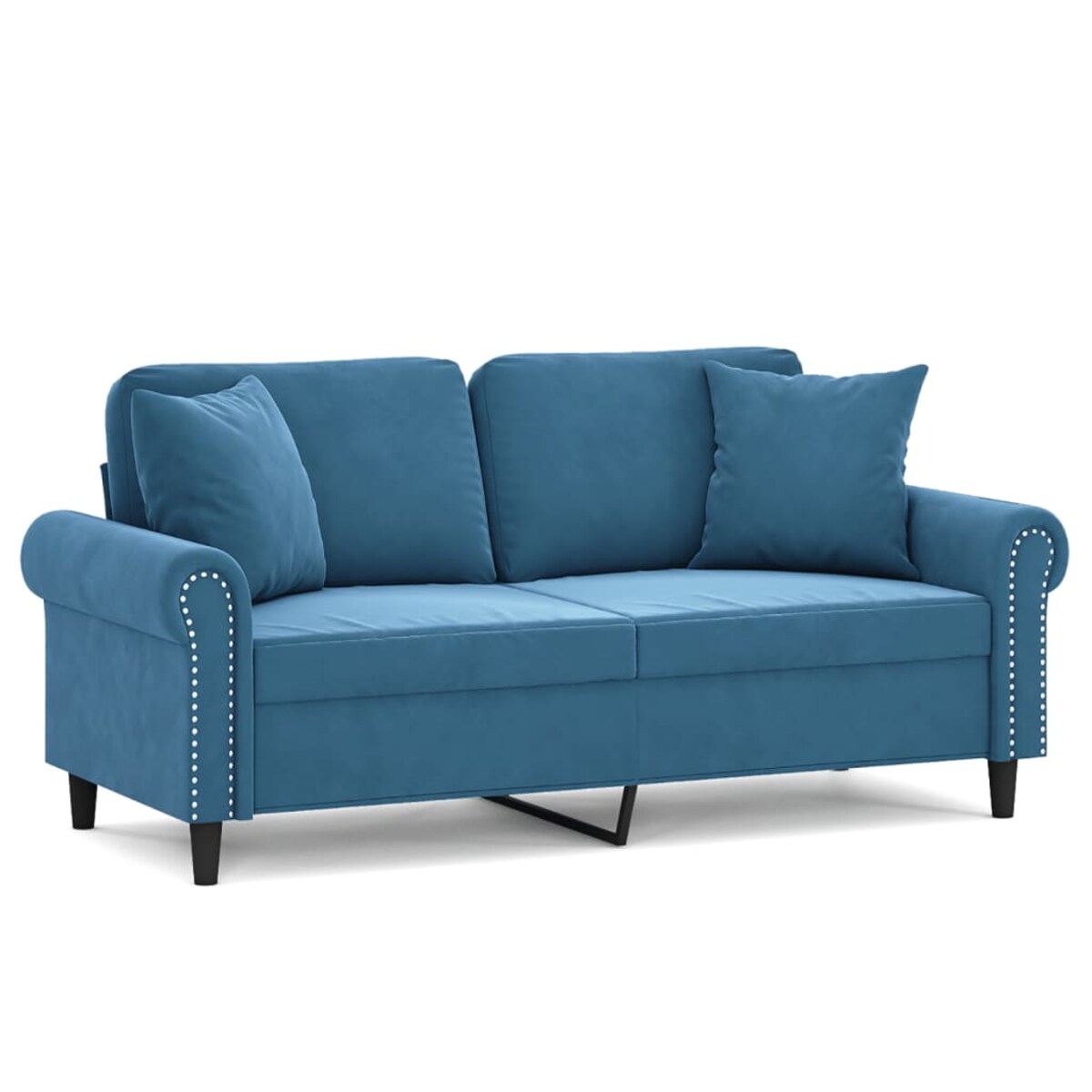 vidaXL 2-osobowa sofa z poduszkami, niebieska, 140 cm, aksamit