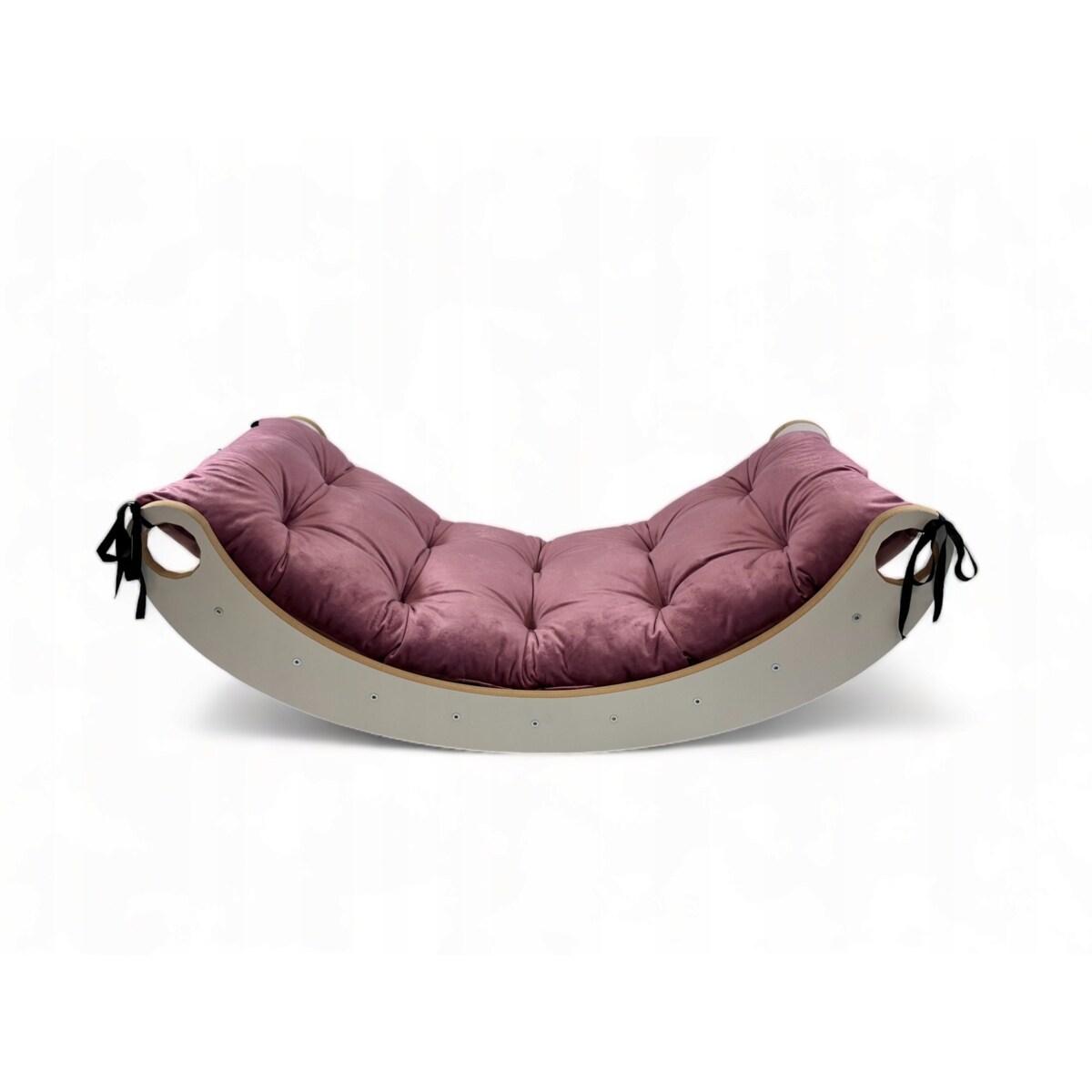 Drewniany Bujak Montessori dla Dziecka Mały + poduszka welurowa Róż CE