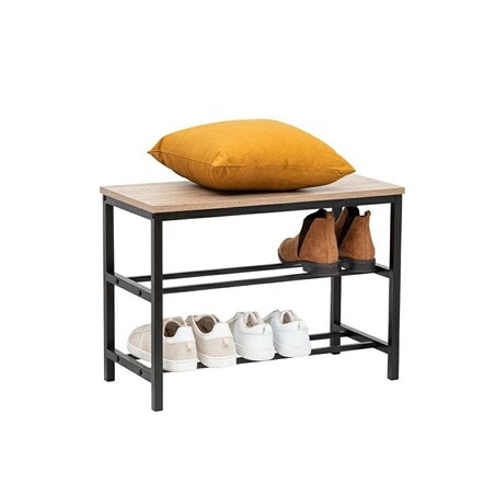 ŁAWKA Z PÓŁKĄ Aliaj naturalna/czarna NA 9 PAR BUTÓW