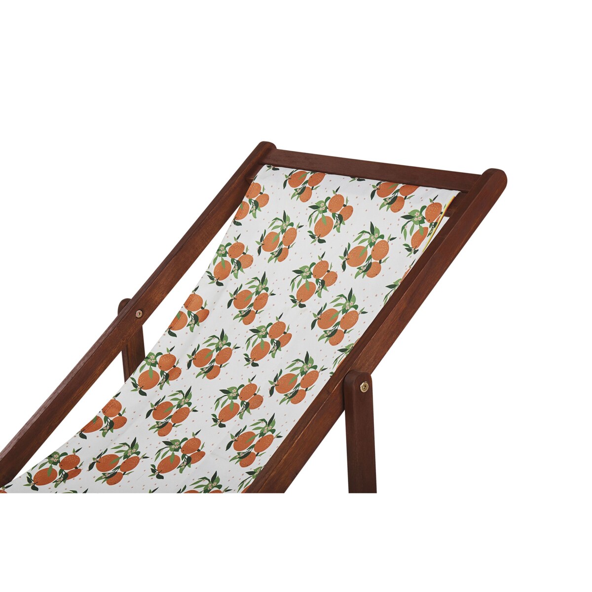 Zestaw 2 leżaków ogrodowych ciemne drewno akacjowe wzór w pomarańcze ANZIO