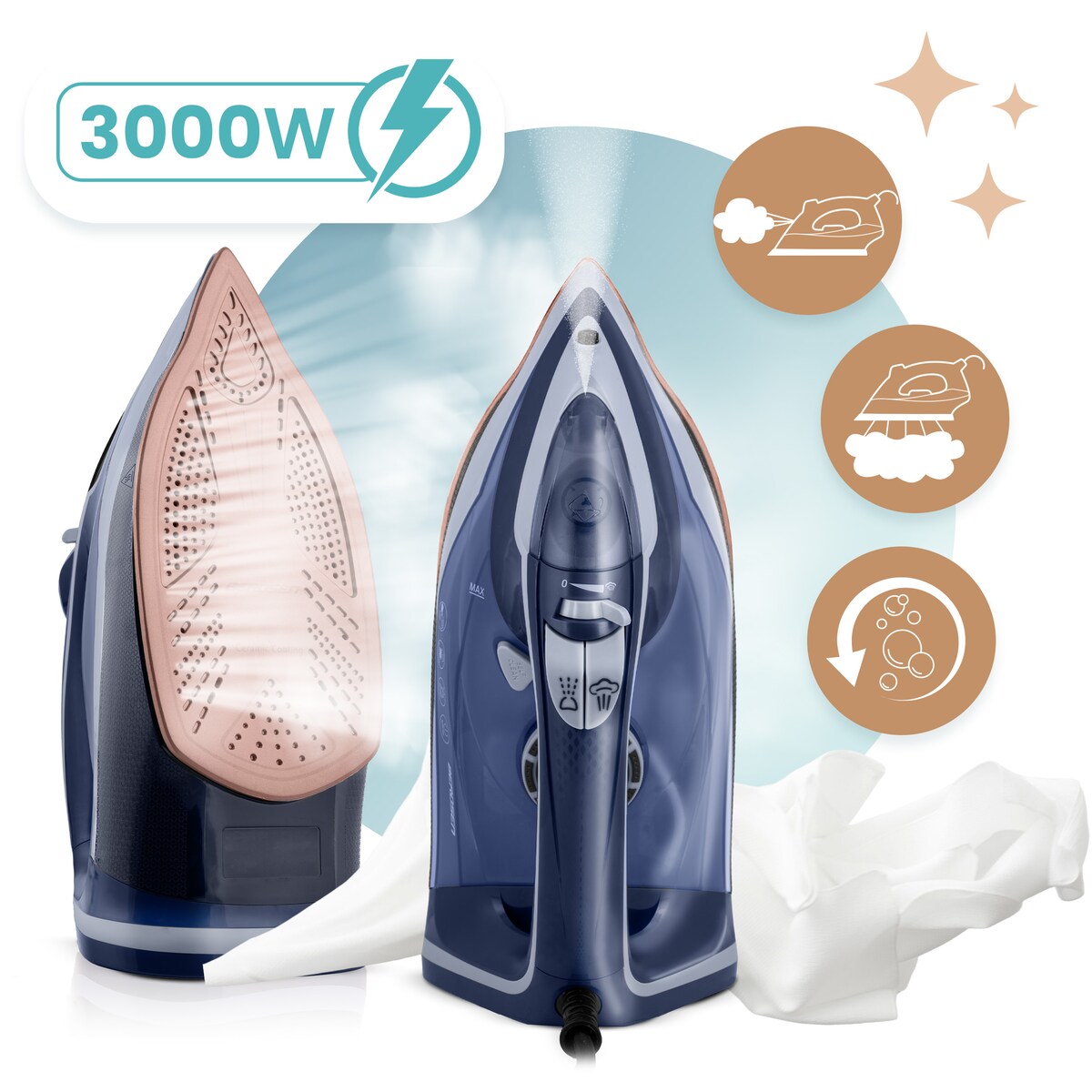 Żelazko parowe 3000W ceramiczna powłoka praca w pionie Berdsen 333001