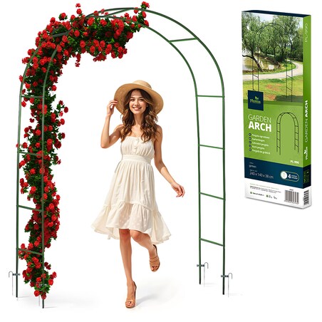 Pergola ogrodowa zielona łuk na kwiaty 240x140cm + kotwy Plonos