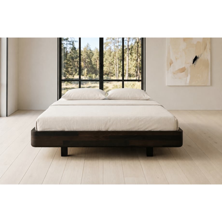 Łóżko lewitujące drewniane bukowe Visby LENA FLAT bez szafek / 120x200 cm, kolor palisander