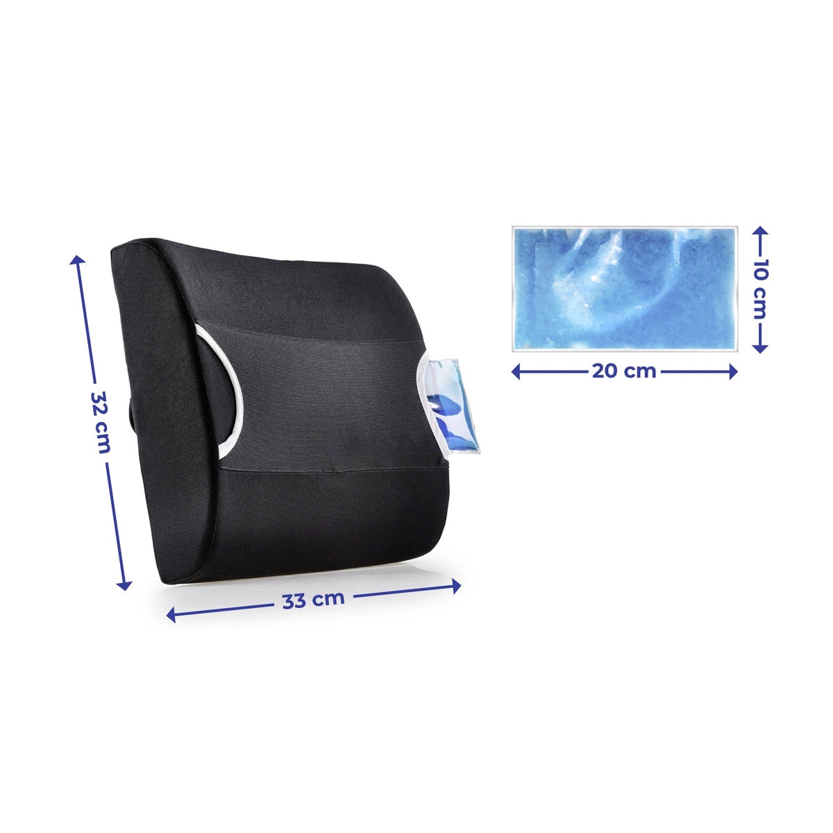 Poduszka pod plecy na fotel biurowy, z wkładem chłodzącym