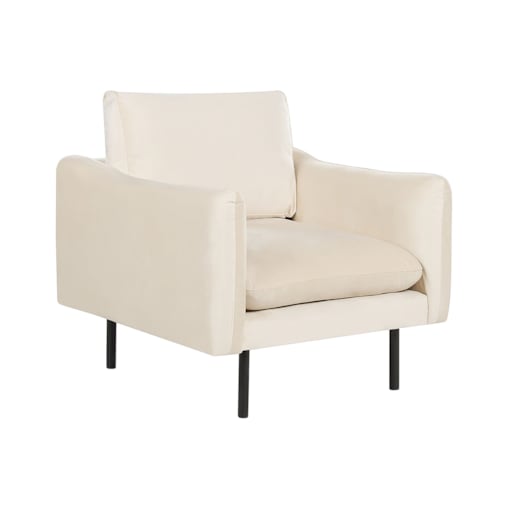 Fotel welurowy jasnobeżowy VINTERBRO