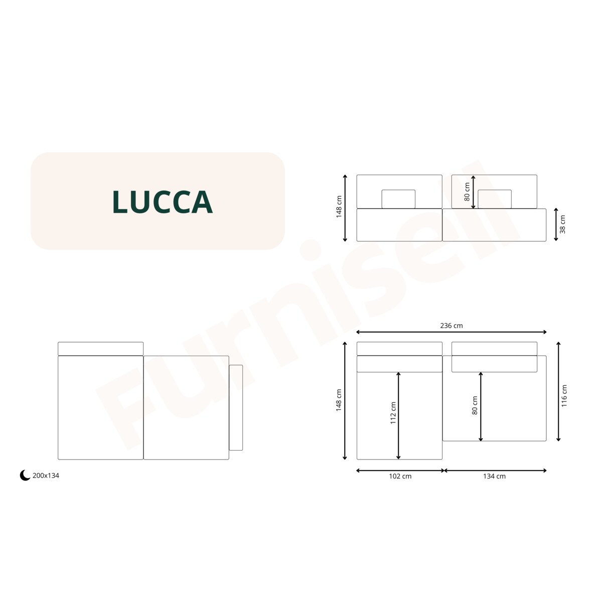 Narożnik modułowy LUCCA z funkcją spania sztruks POSO 01