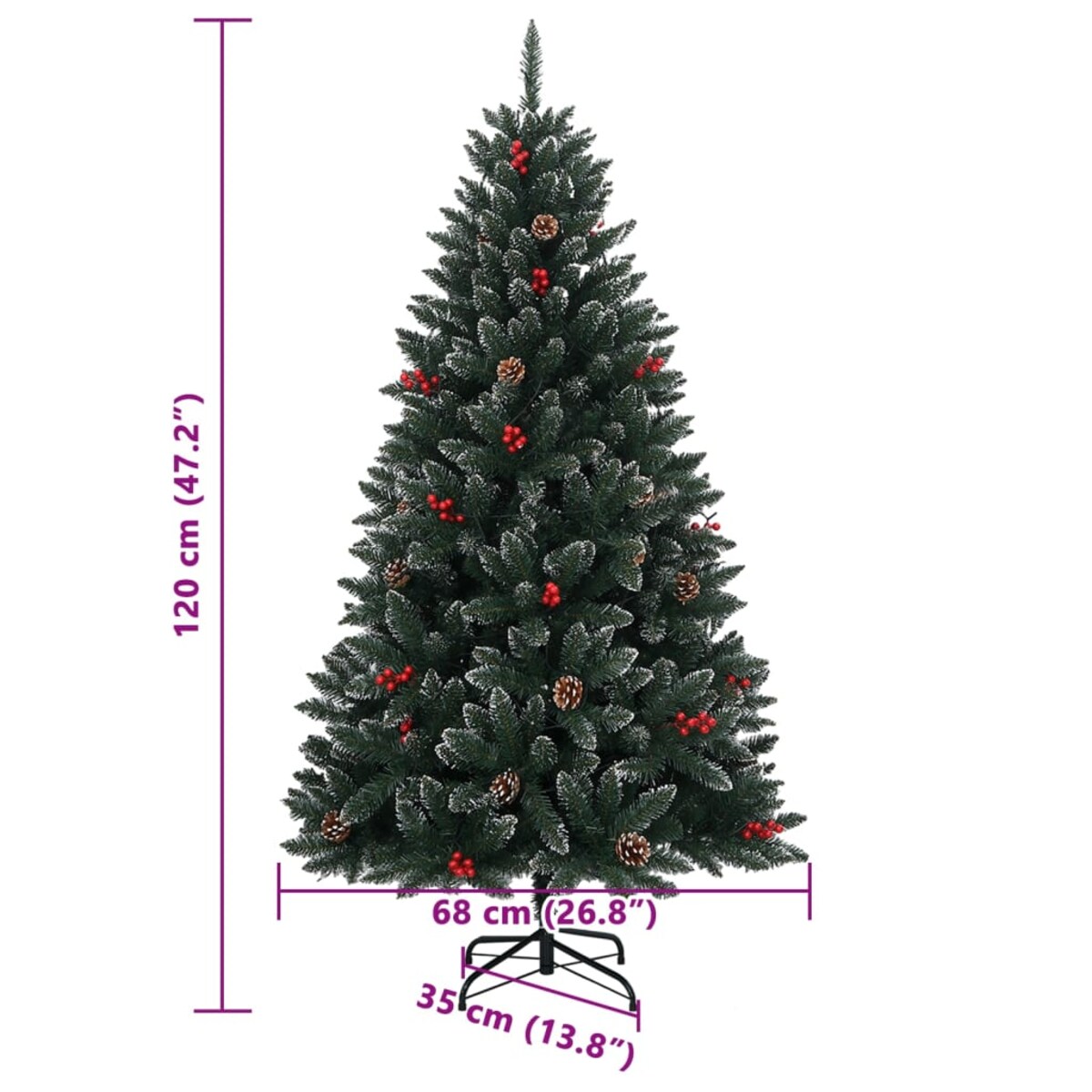 vidaXL Sztuczna choinka, 150 lampek LED, 120 cm