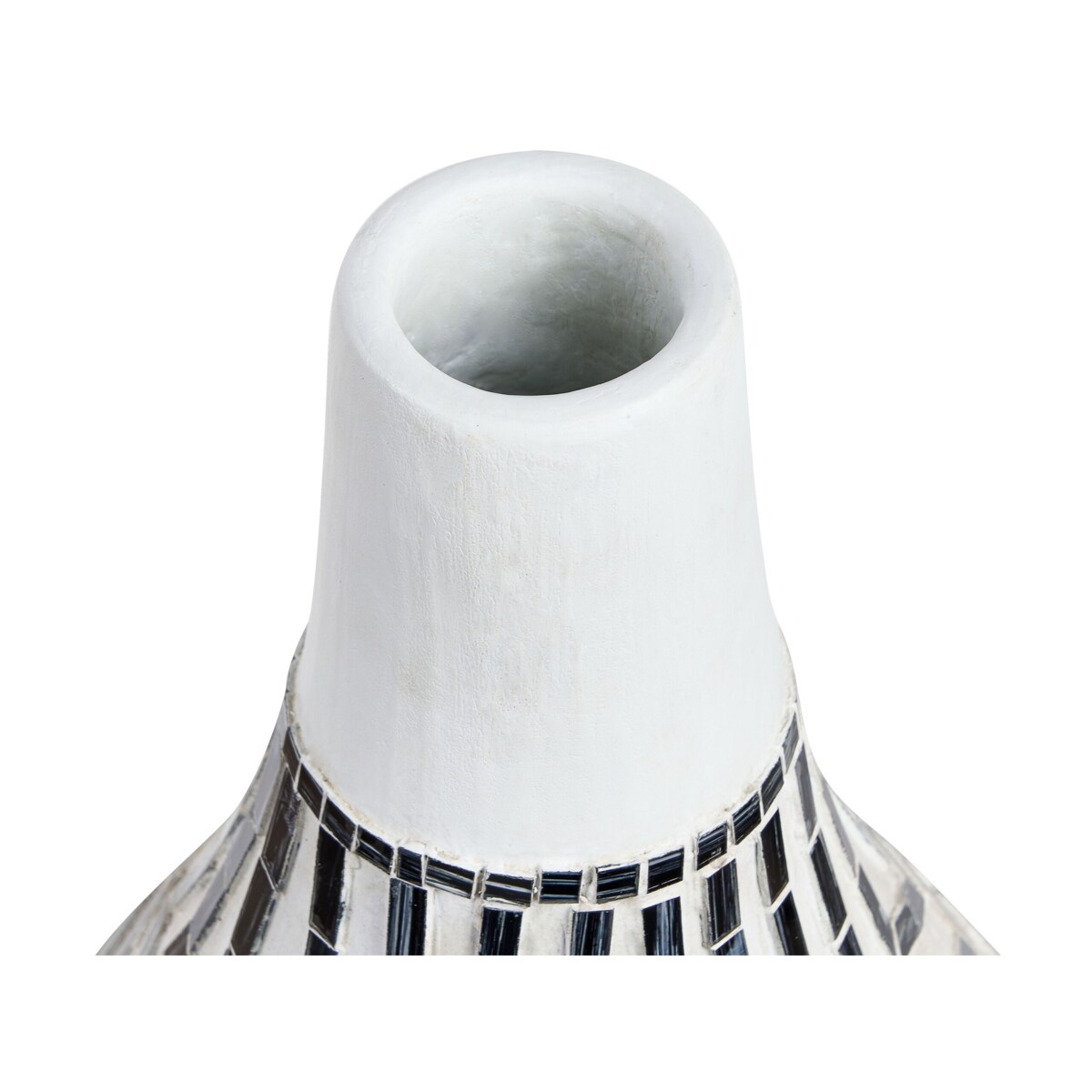 Wazon dekoracyjny z terakoty 50 cm czarno-biały OMBILIN