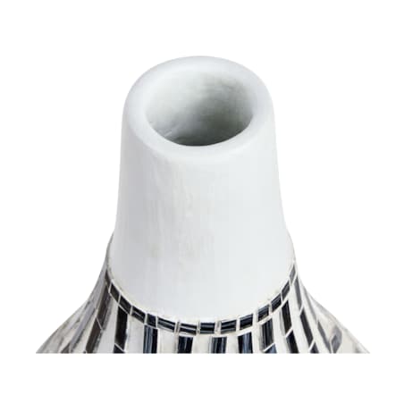 Wazon dekoracyjny z terakoty 50 cm czarno-biały OMBILIN