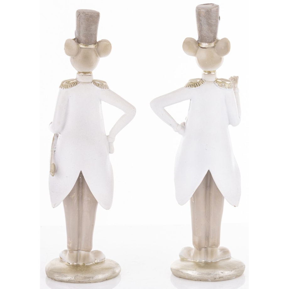 Dekoracja - para myszek we frakach i cylindrach 21,5x7x6 cm GRIGIO