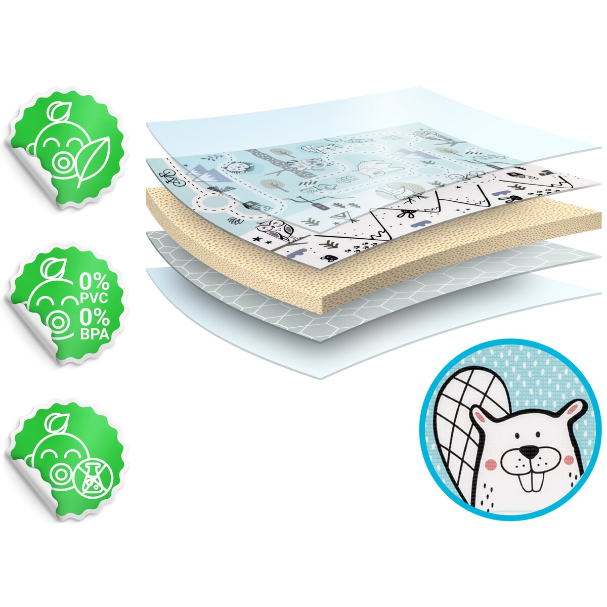 Mata piankowa edukacyjna dwustronna zwijana duża 180x150cm Nukido