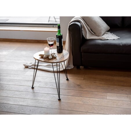 Stolik kawowy okrągły, blat Ø 44 cm z drewna akacji, WENKO