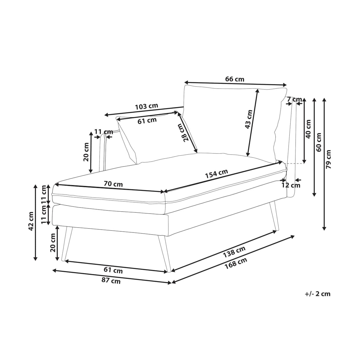 Szezlong prawostronny YERRES Beżowy