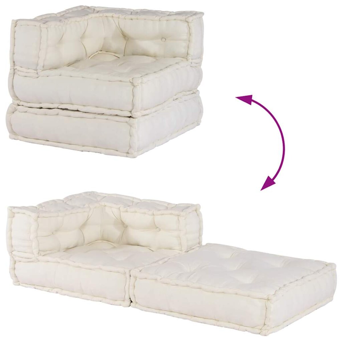 vidaXL Modułowa sofa w kolorze kremowym, 70x70x54, tkanina