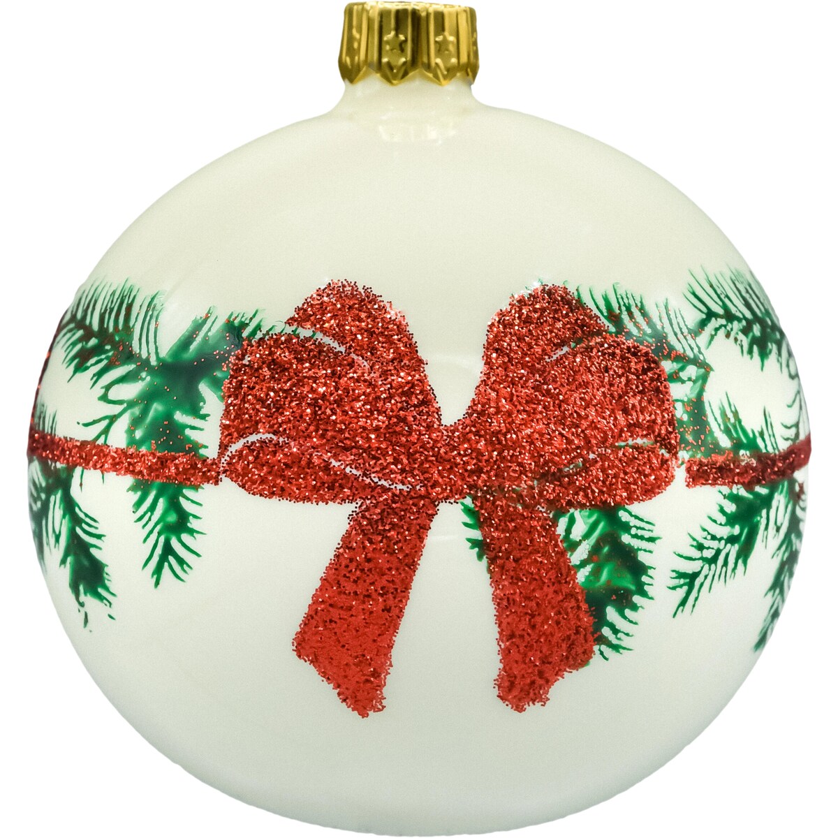 Bombki okrągłe kremowe z kokardą