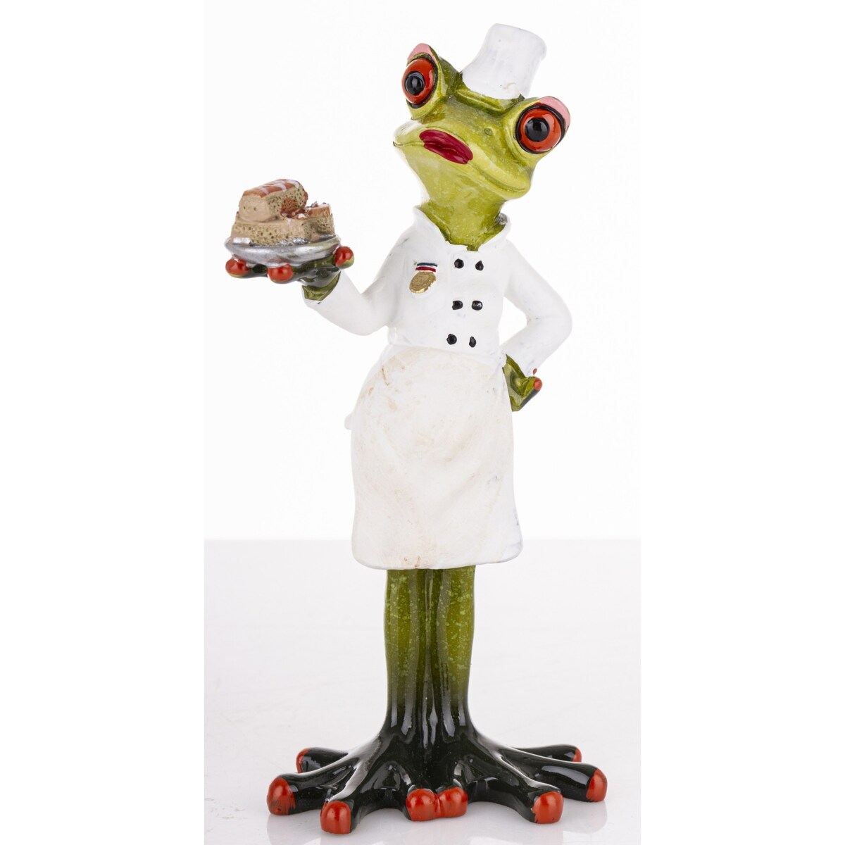 Figurka - żabka 17x8x4,5 cm FROGG z ciastkami w łapce