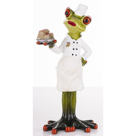 Figurka - żabka 17x8x4,5 cm FROGG z ciastkami w łapce