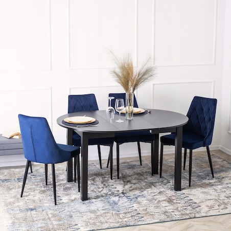 Krzesło Tapicerowane Welurowe Do Salonu Jadalni Loft Velvet Granatowe CORK