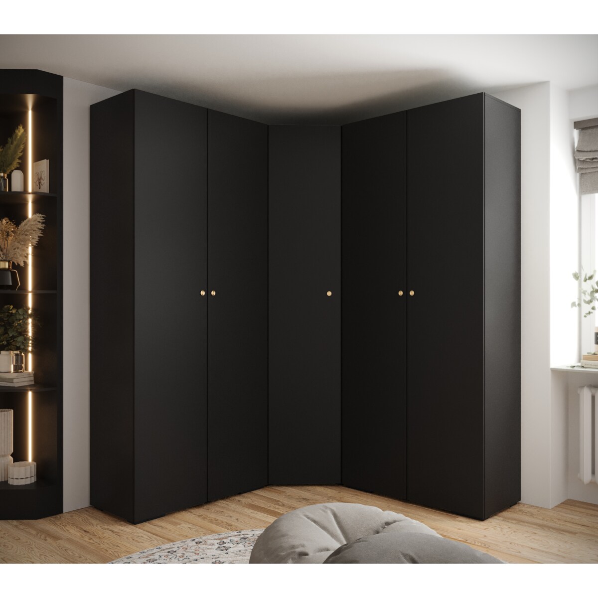 Garderoba wysoka do przedpokoju INOVA 2 Z5 czarny+złoty