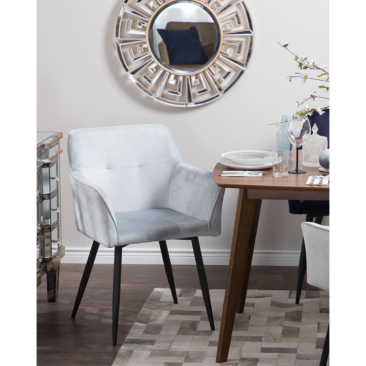 Zestaw 2 krzeseł do jadalni welurowy szary JASMIN